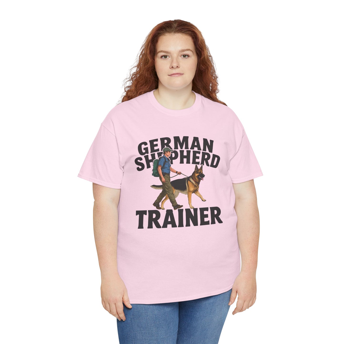 German Shepherd Trainer Tee - Man Holding a German Shepherd | Dog Lover Gift