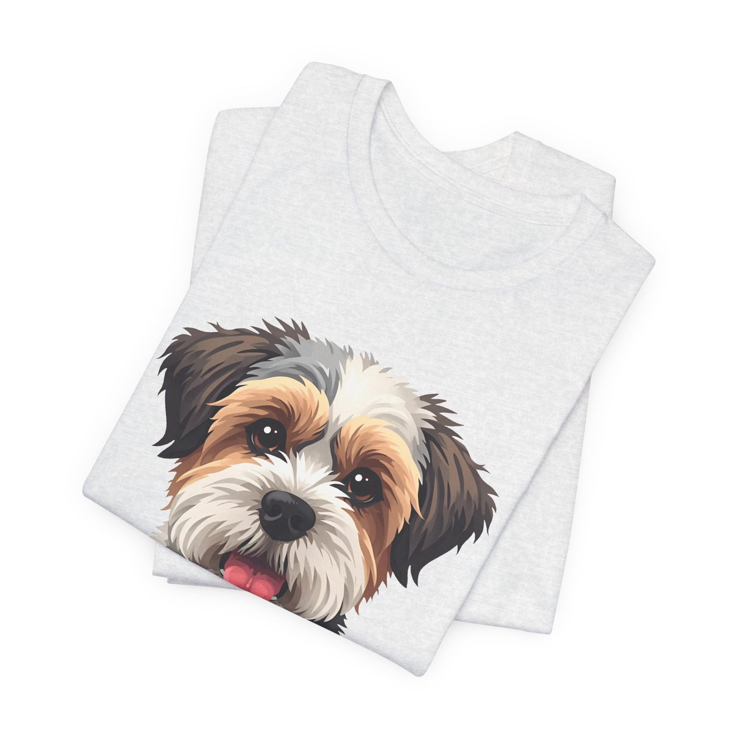 Unisex Dog Lover T-Shirt Featuring a 3D Design of Cute Fluffy Bichon Frise Mix | Gift for Dog Owners