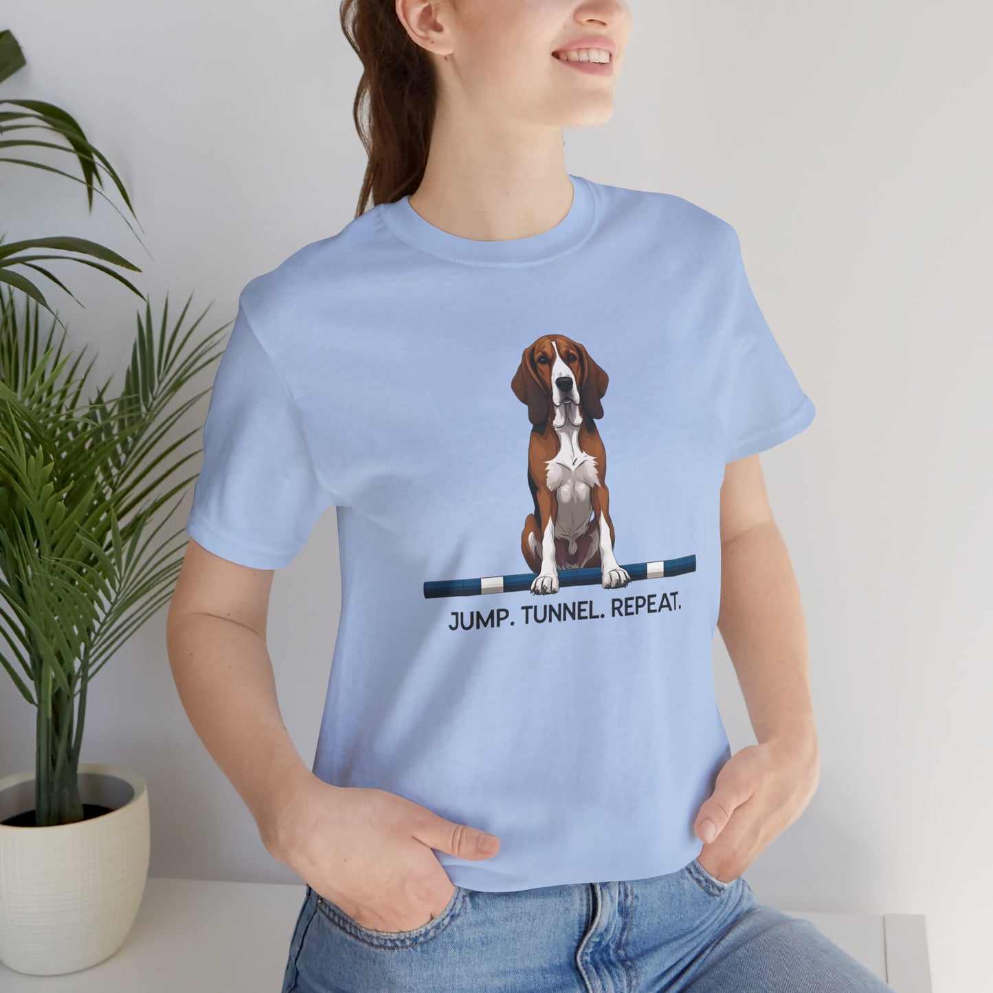 Dog Agility Tee, Fun Pet Lover Shirt, Jump Tunnel Repeat T-Shirt, Dog Enthusiast Apparel, Gift for Dog Owners