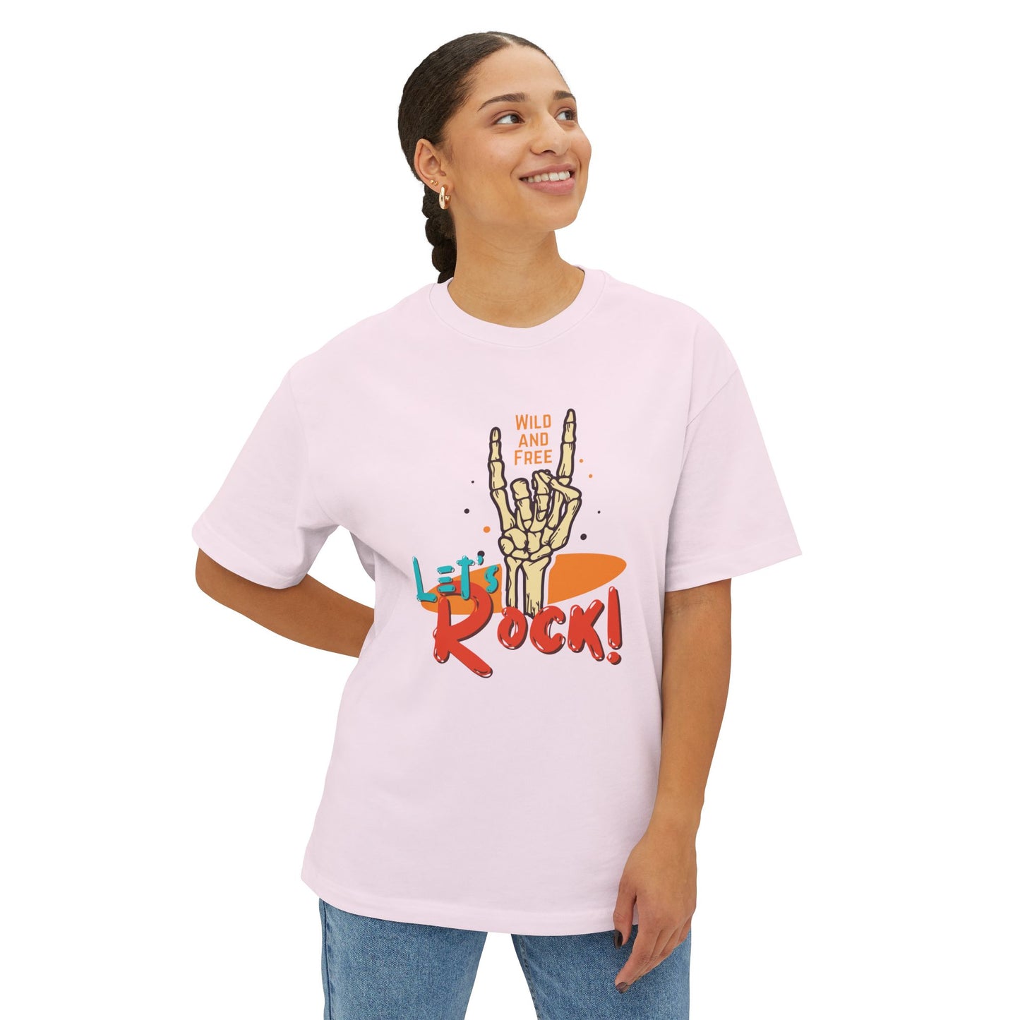 Let's Rock Unisex Oversized Tee - Wild & Free Graphic Shirt, Casual Tee, Music Lover Gift, Festival Wear, Summer Style