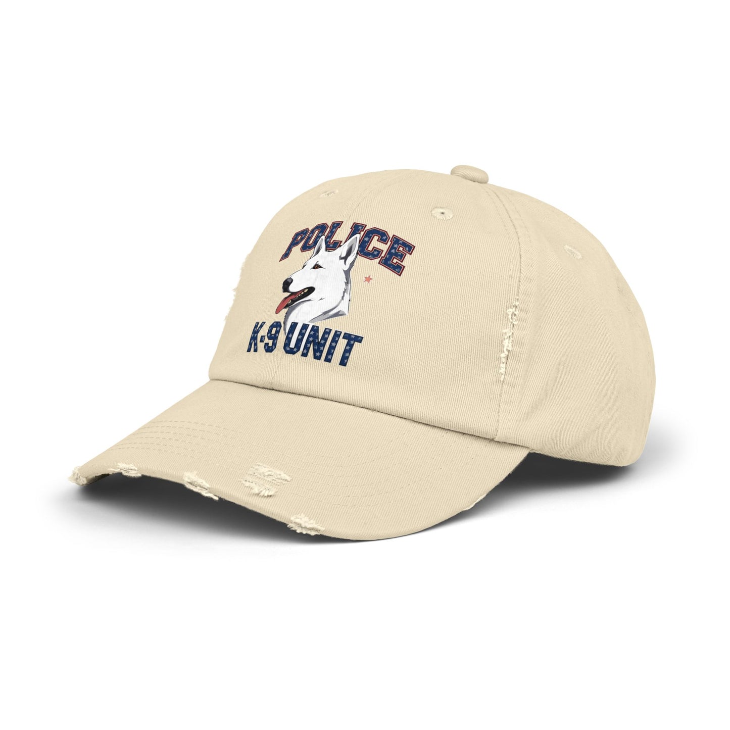 Unisex Distressed Cap with Police K9 Design Featuring German Shepherd, Trendy Dog Lover Hat, Perfect Gift for Police Supporters