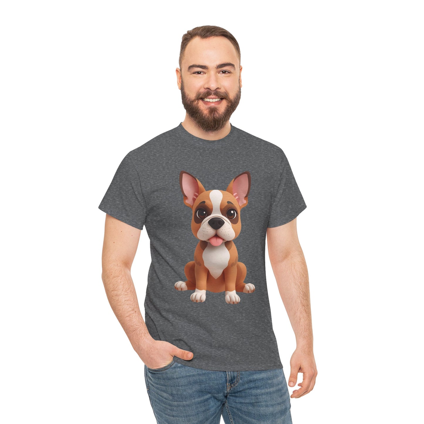 Cute 3D French Bulldog T-Shirt Unisex Heavy Cotton Tee, Dog Lover Gift