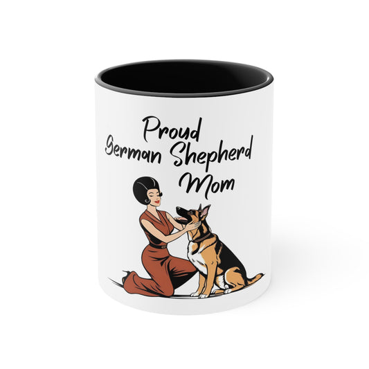 Proud German Shepherd Retro Mom Accent Mug | Dog Lover Gift | Pet Owner Coffee Cup | Cute Dog Mug | Mother's Day Gift | Canine Themed Mug