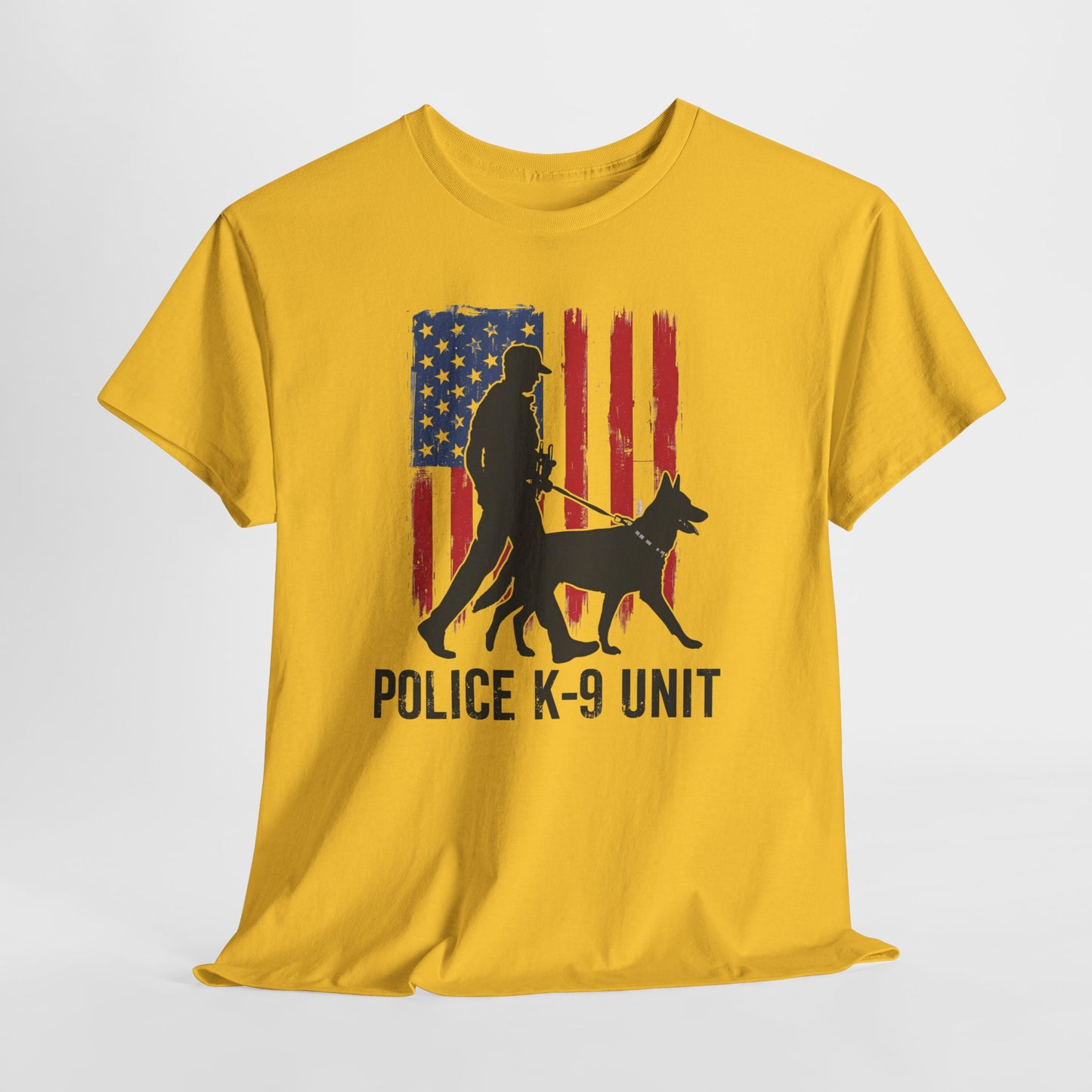 Patriotic Police K-9 Unit Heavy Cotton Tee, Unisex Cotton Shirt for Dog Lovers, Law Enforcement Apparel, Gifts for Police Officers