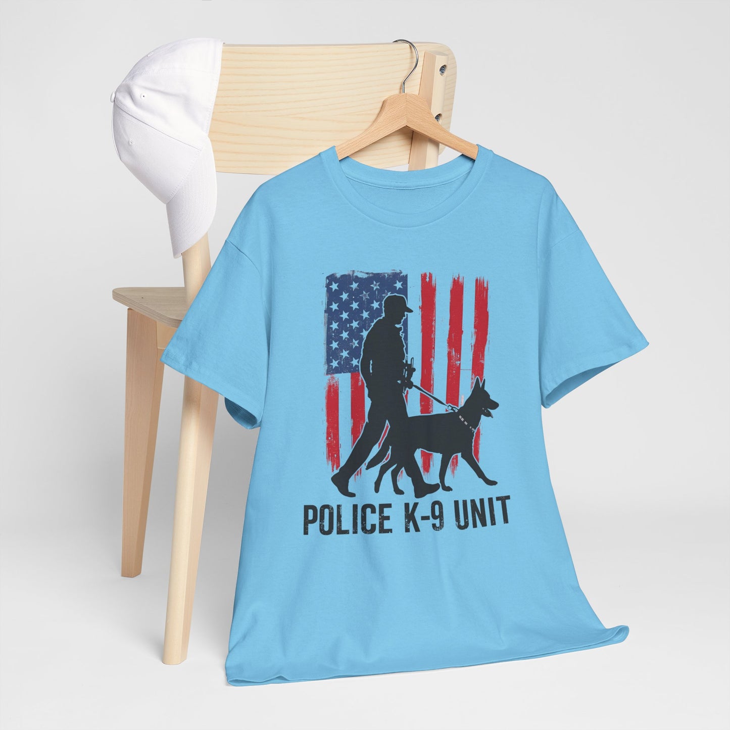 Patriotic Police K-9 Unit Heavy Cotton Tee, Unisex Cotton Shirt for Dog Lovers, Law Enforcement Apparel, Gifts for Police Officers