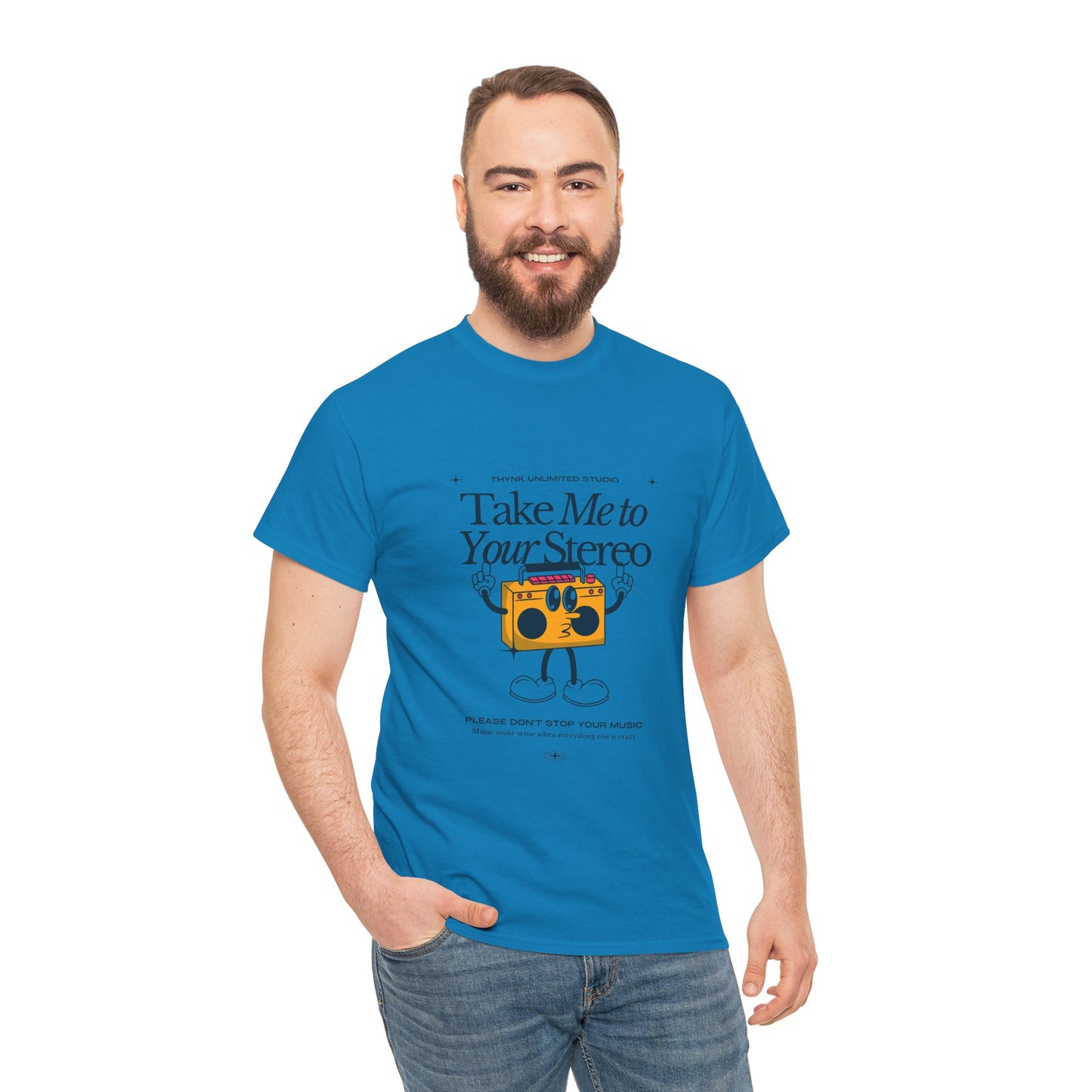 Retro Music Lover Tee - Take Me To Your Stereo, Vintage Style Shirt, Graphic T-Shirt, Unisex Cotton Top, Perfect Gift for Musicians, Summer Outfit