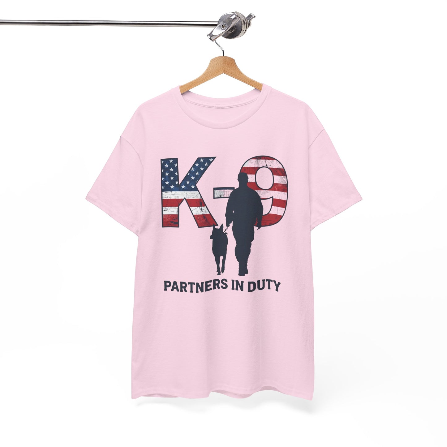 Patriotic K-9 T-Shirt - Partners in Duty Tee | Unisex Heavy Cotton Tee for Dog Lovers, Military Support, Gifts for Dog Handlers