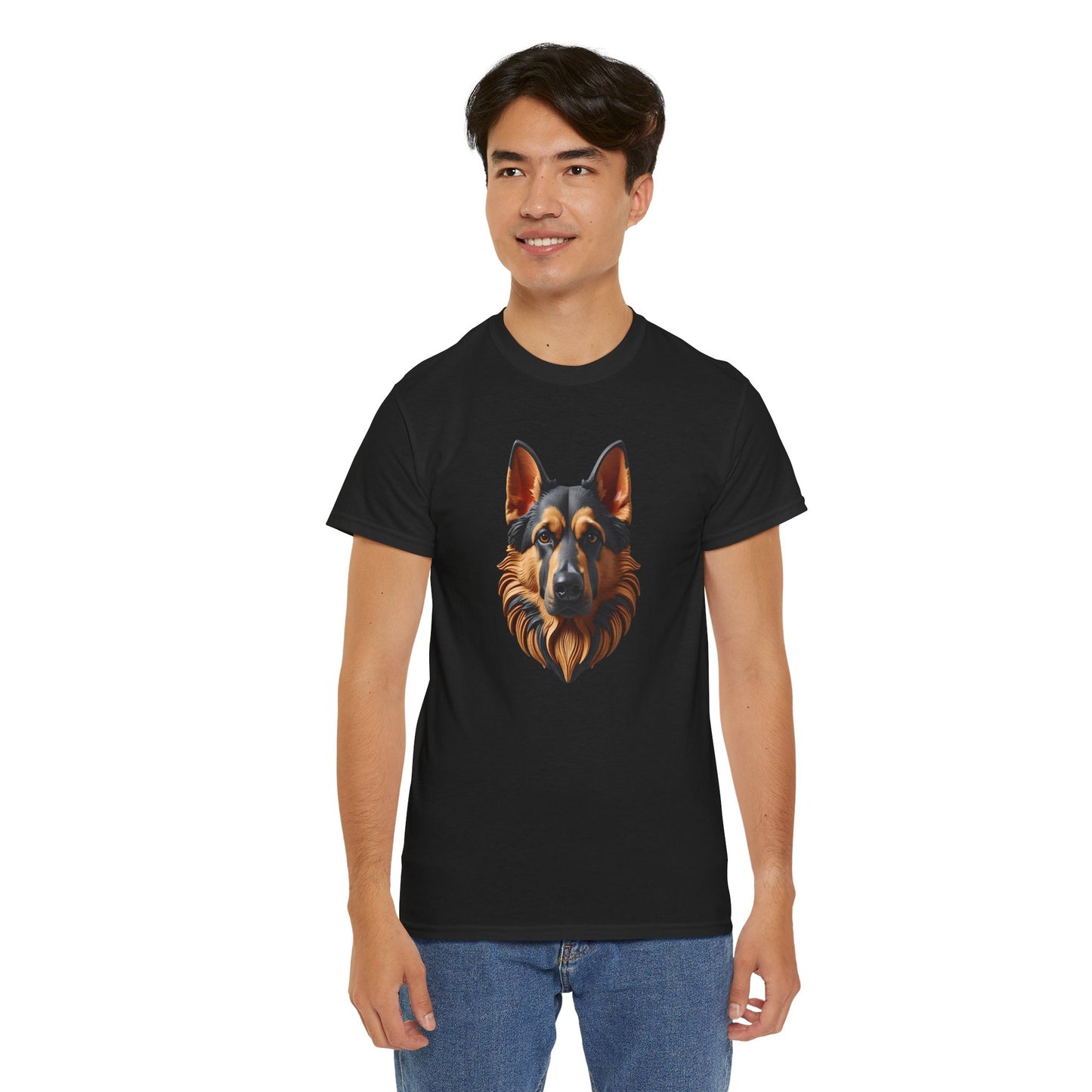 German Shepherd Lover Tee With 3D Design, Unisex Cotton Shirt, Dog T-Shirt, Pet Lovers Gift, Animal Enthusiast Apparel
