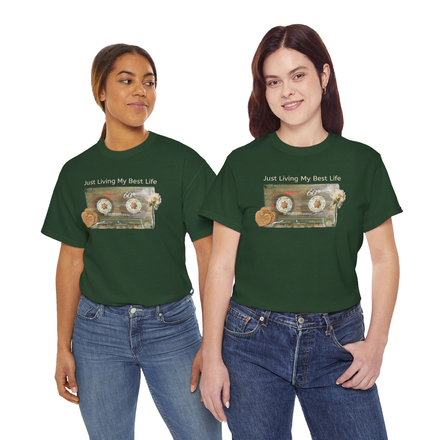 Just Living My Best Life Tee, Vintage Cassette T-Shirt, Casual Wear, Gift for Friends, Music Lover's Apparel