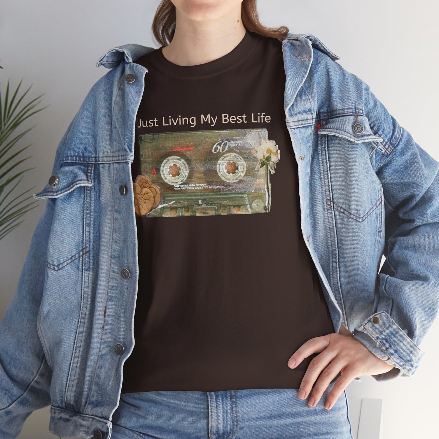 Just Living My Best Life Tee, Vintage Cassette T-Shirt, Casual Wear, Gift for Friends, Music Lover's Apparel