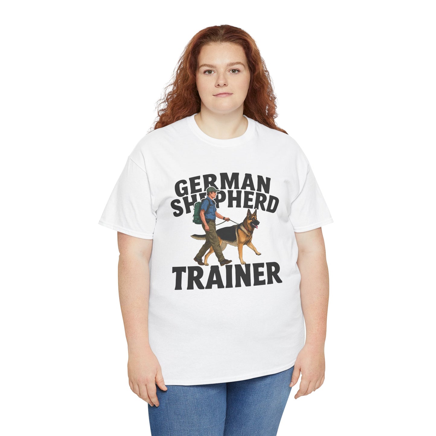 German Shepherd Trainer Tee - Man Holding a German Shepherd | Dog Lover Gift