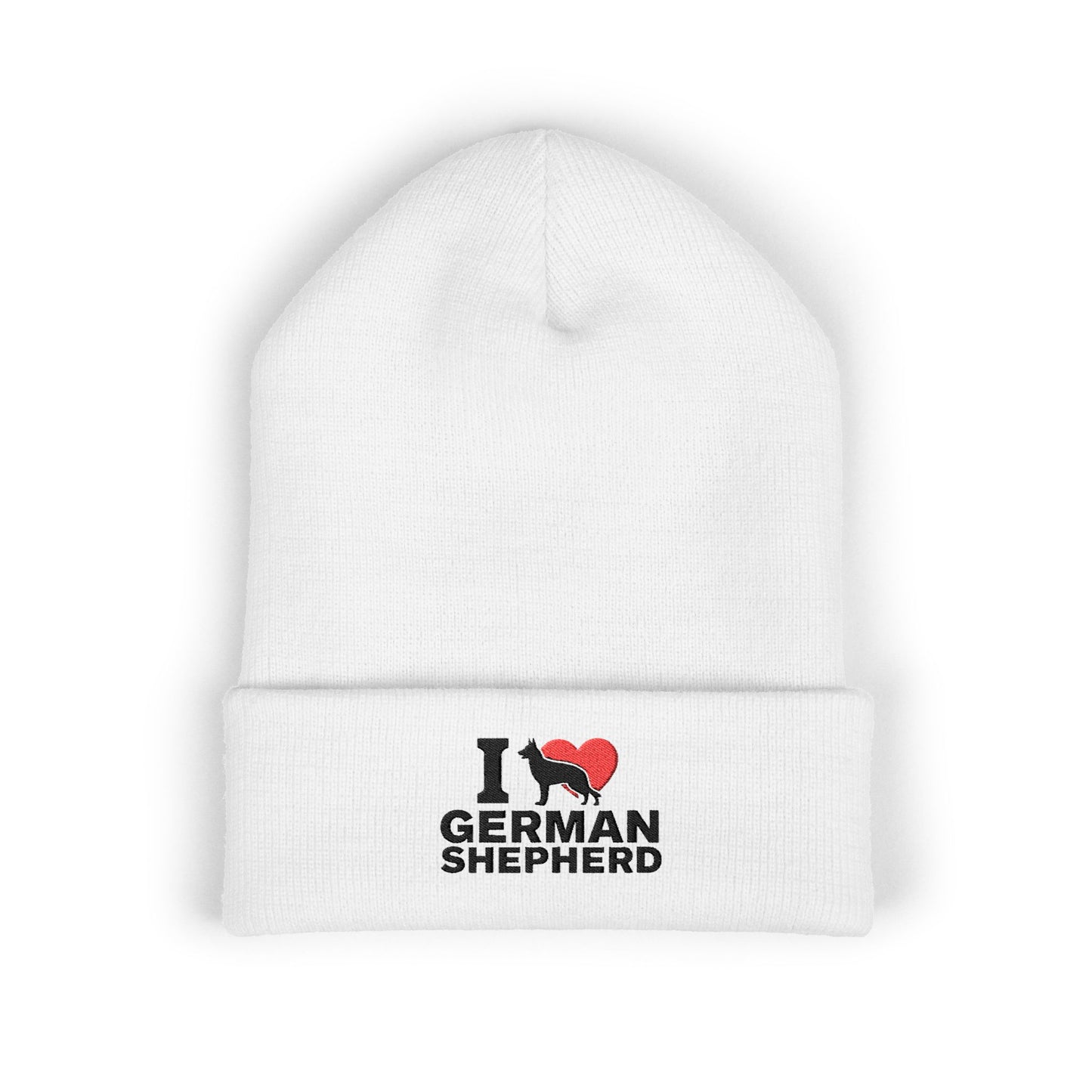 I Love German Shepherd Embroidered Classic Cuffed Beanie
