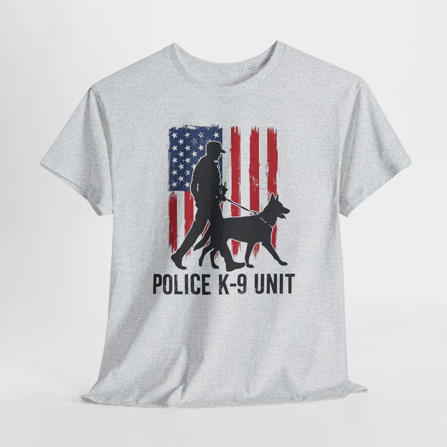 Patriotic Police K-9 Unit Heavy Cotton Tee, Unisex Cotton Shirt for Dog Lovers, Law Enforcement Apparel, Gifts for Police Officers