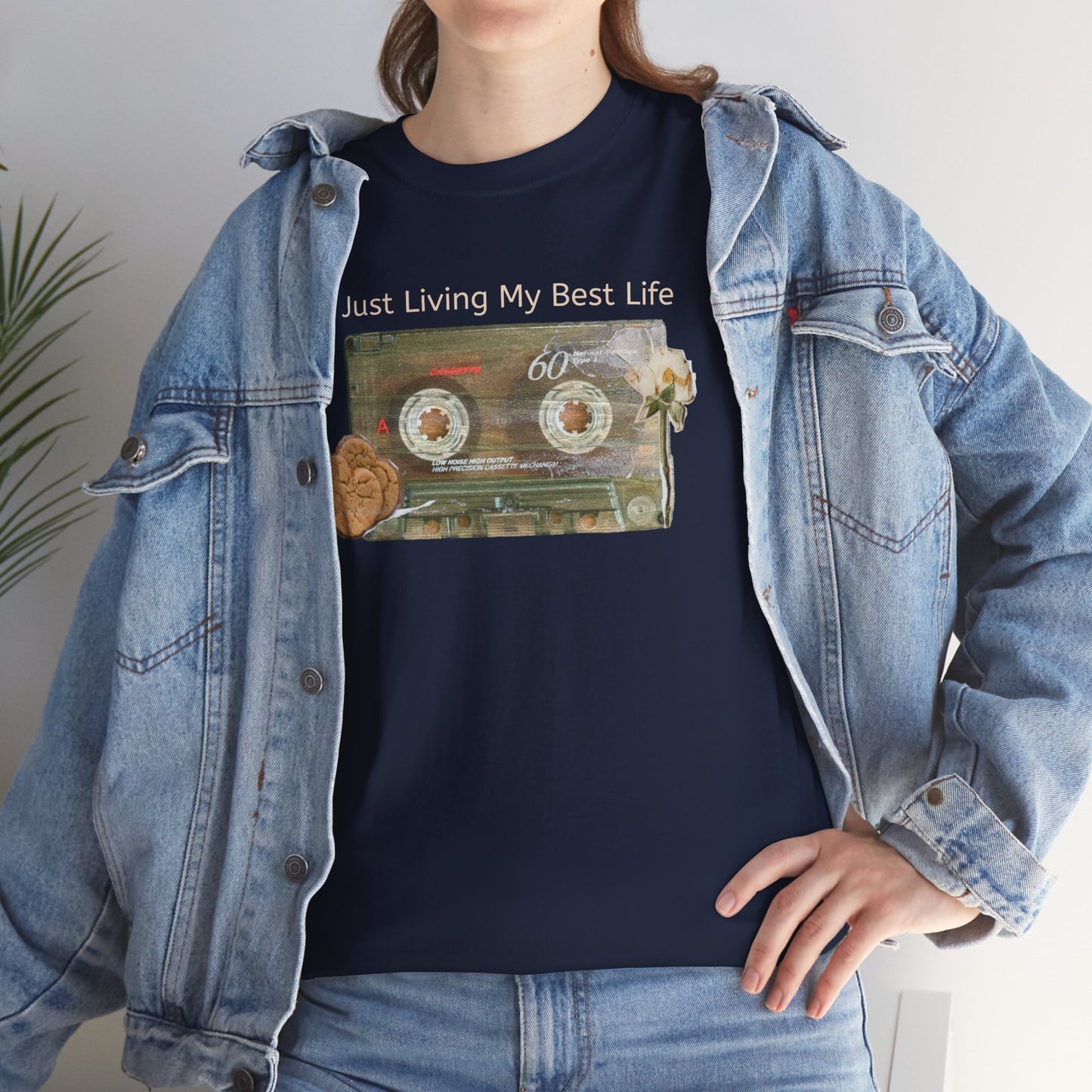 Just Living My Best Life Tee, Vintage Cassette T-Shirt, Casual Wear, Gift for Friends, Music Lover's Apparel