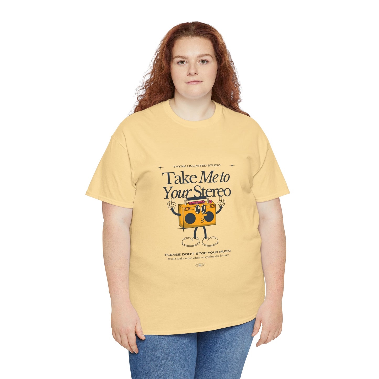 Retro Music Lover Tee - Take Me To Your Stereo, Vintage Style Shirt, Graphic T-Shirt, Unisex Cotton Top, Perfect Gift for Musicians, Summer Outfit