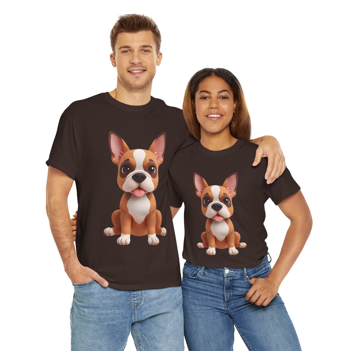 Cute 3D French Bulldog T-Shirt Unisex Heavy Cotton Tee, Dog Lover Gift