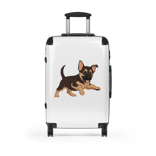 Dog  Lover Travel Suitcase Featuring a Graphic of Cute Playing German Shepherd Puppy
