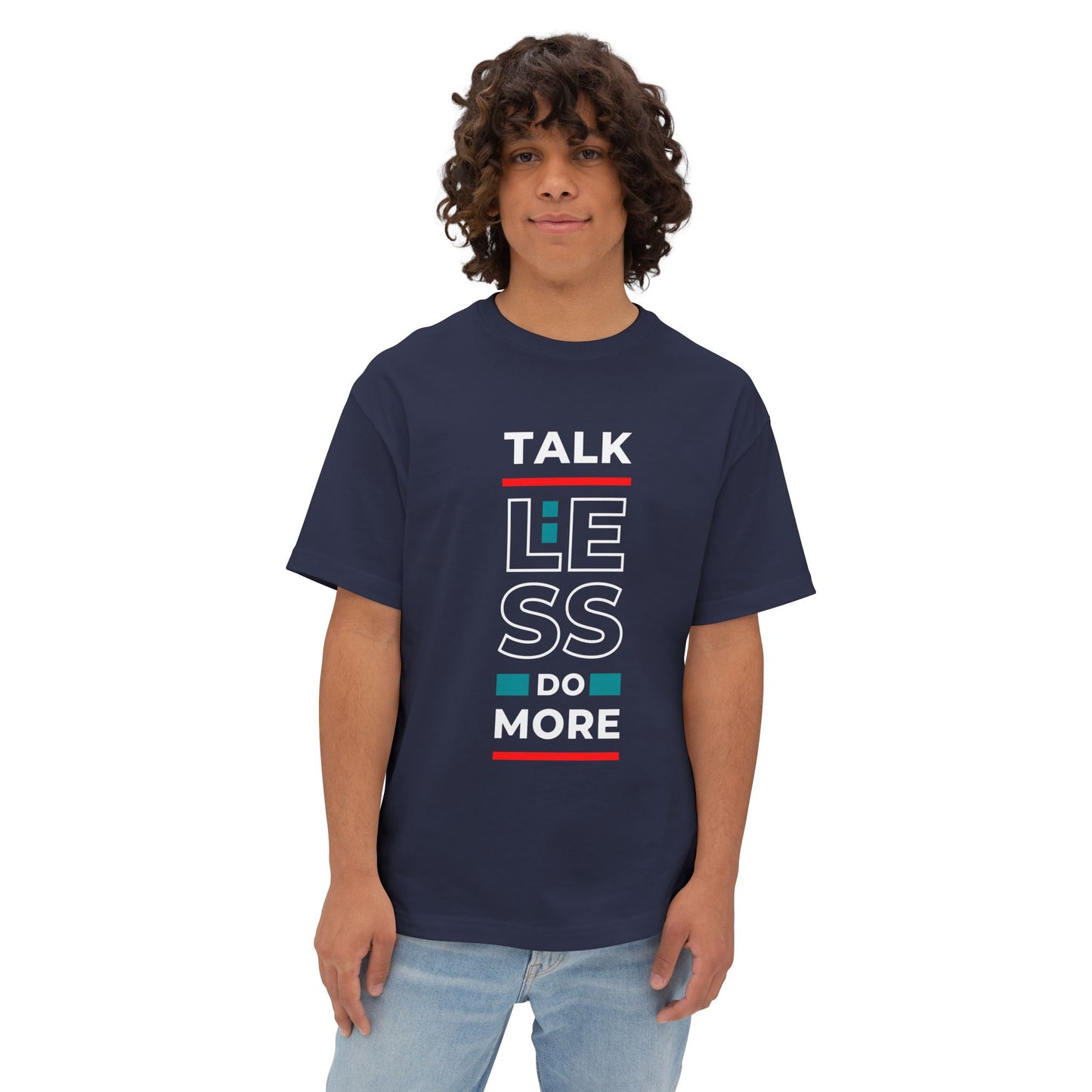 Unisex Oversized Boxy Tee - Motivational Talk Less Do More Shirt, Casual Wear, Everyday Style, Gift for Friends, Comfortable Tee