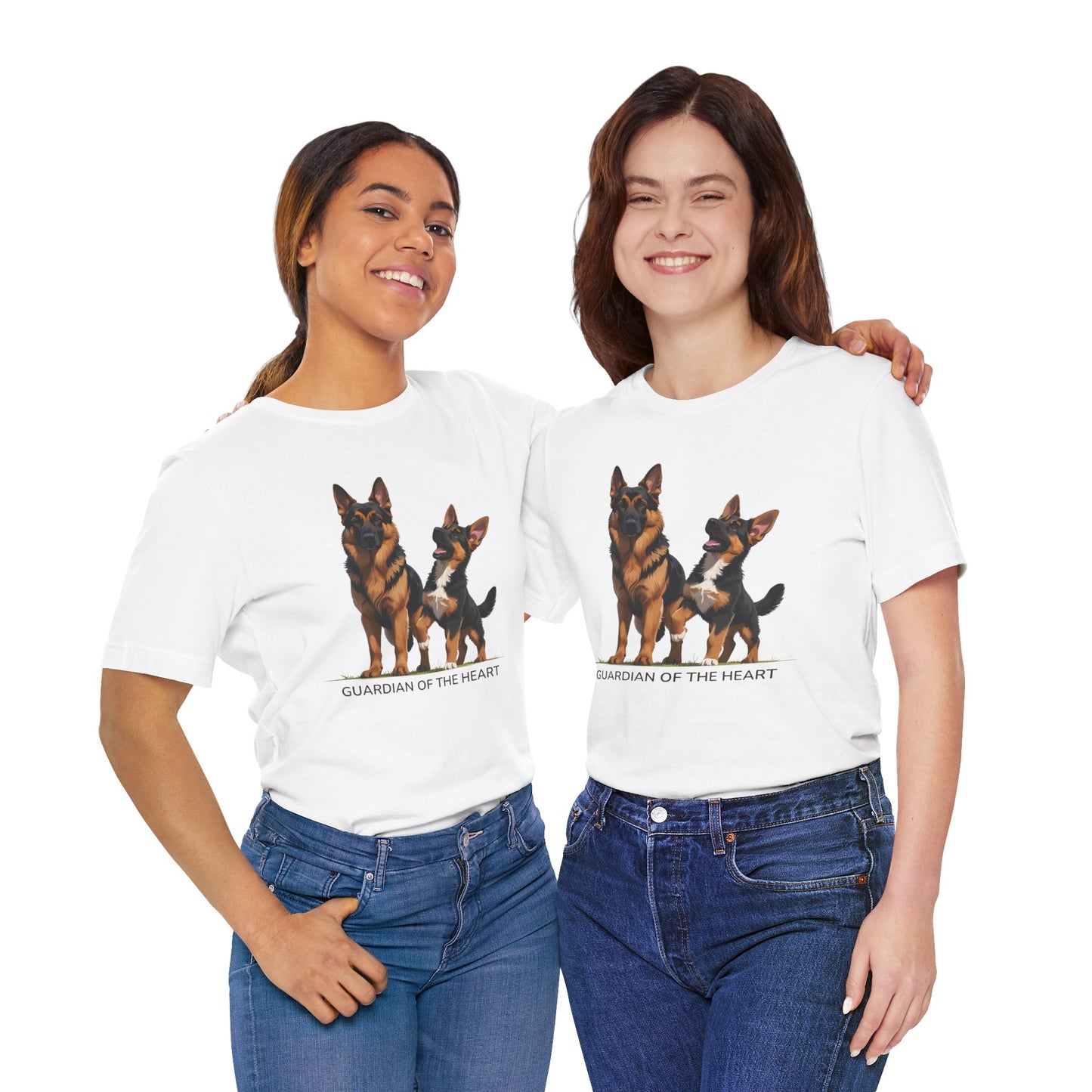 German Shepherd and Puppy Tee - Guardian of the Heart, Gifting for Pet Owners, Cute Graphic Shirt, Perfect for Birthdays, Dog-Themed Apparel