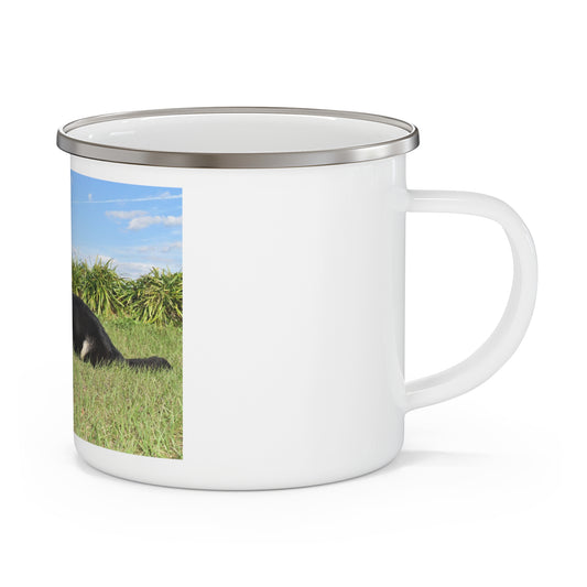 Enamel Campfire Dog Lover Stainless Steel Mug With a Czech DDR German Shepherd