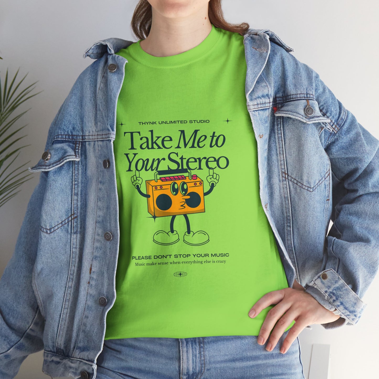 Retro Music Lover Tee - Take Me To Your Stereo, Vintage Style Shirt, Graphic T-Shirt, Unisex Cotton Top, Perfect Gift for Musicians, Summer Outfit