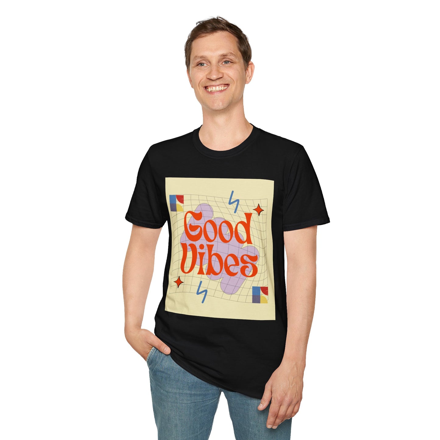 Good Vibes Unisex Softstyle T-Shirt, Relaxed Fit Tee, Casual Wear, Gift Idea, Positive Quotes, Everyday Comfort, Summer Fashion