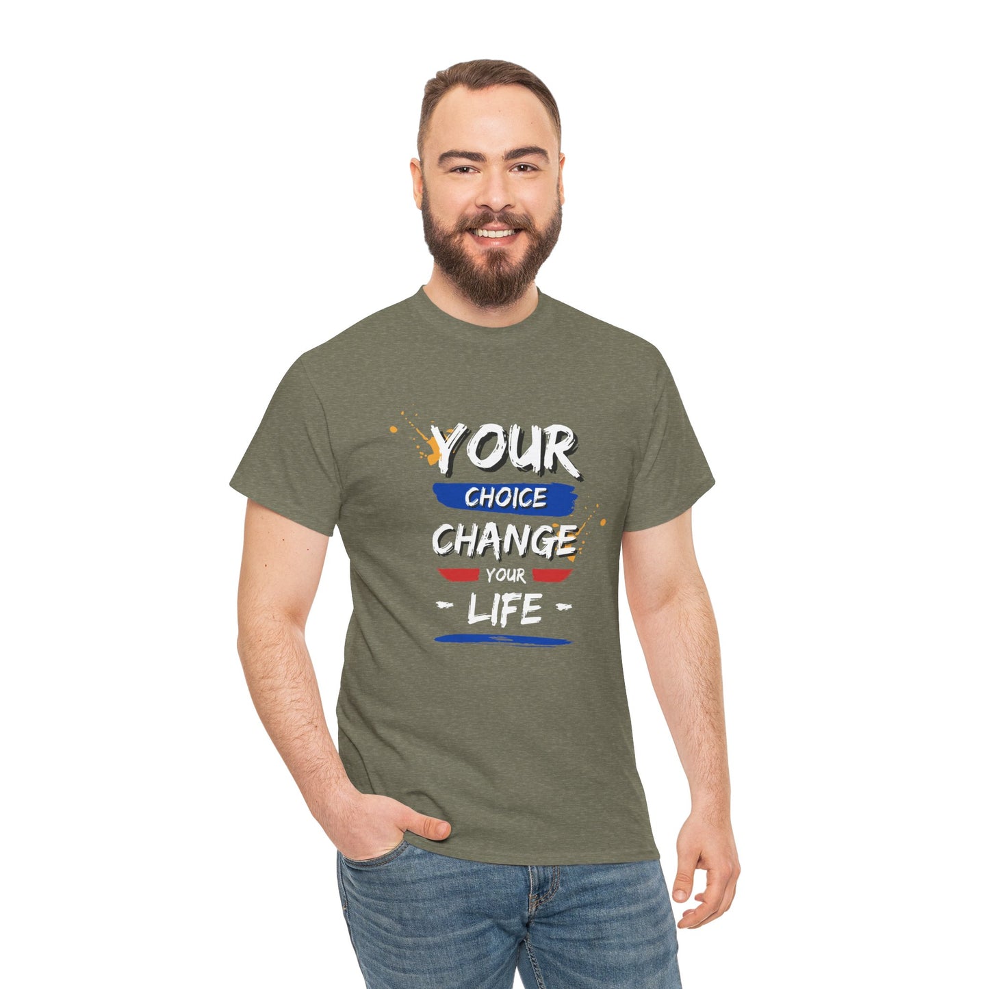 Inspirational Quote Unisex Heavy Cotton Tee - "Your Choice Change For Life", Motivational Shirt, Casual Wear, Gift Idea, Everyday Comfort