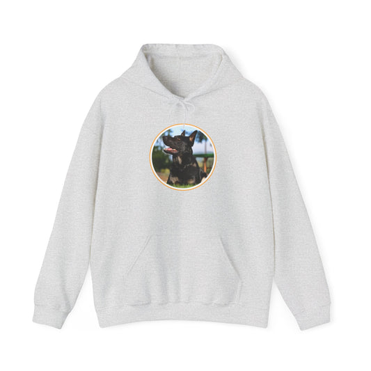 Unisex Dog Lover Hoodie With Bicolor German Shepherd with Intense Expression
