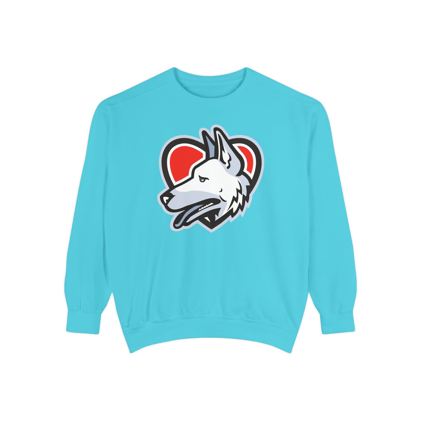 Unisex Dog Lover Sweatshirt With a Close Up Graphic of German Shepherd Placed Inside Red Heart