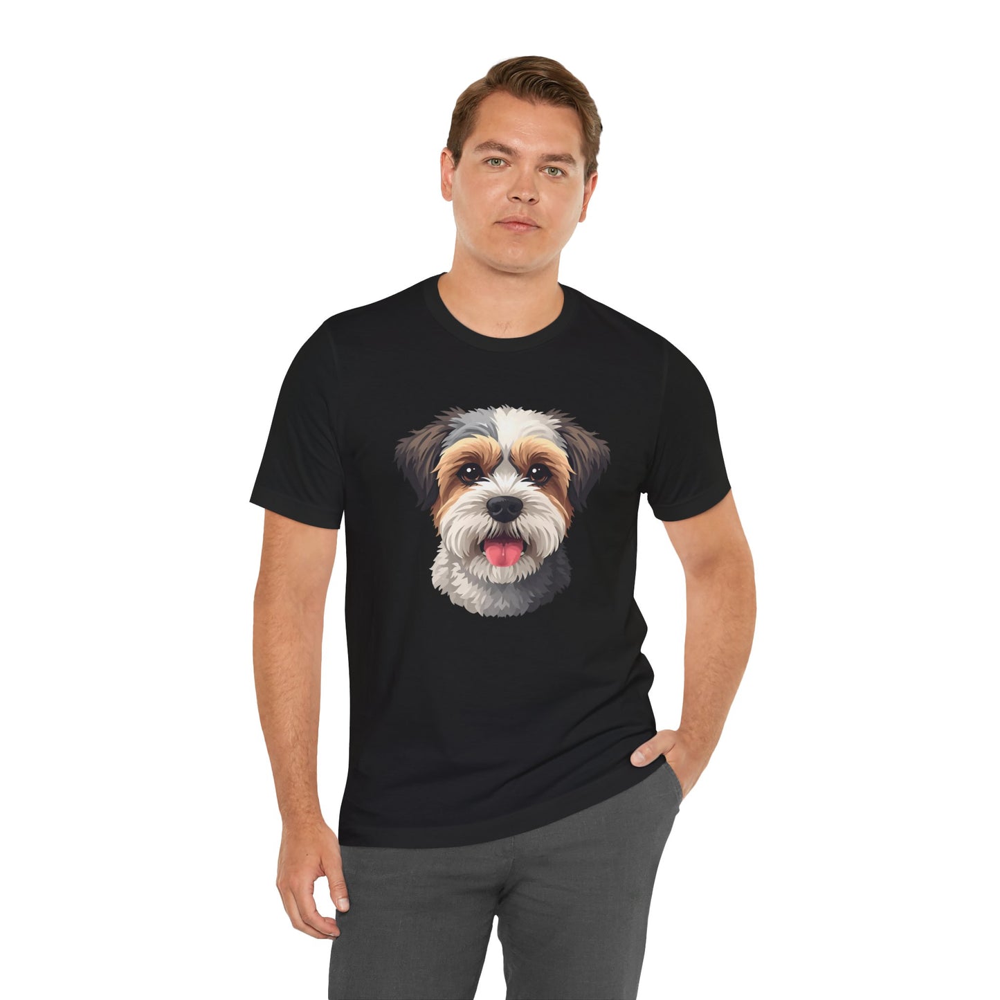 Unisex Dog Lover T-Shirt Featuring a 3D Design of Cute Fluffy Bichon Frise Mix | Gift for Dog Owners