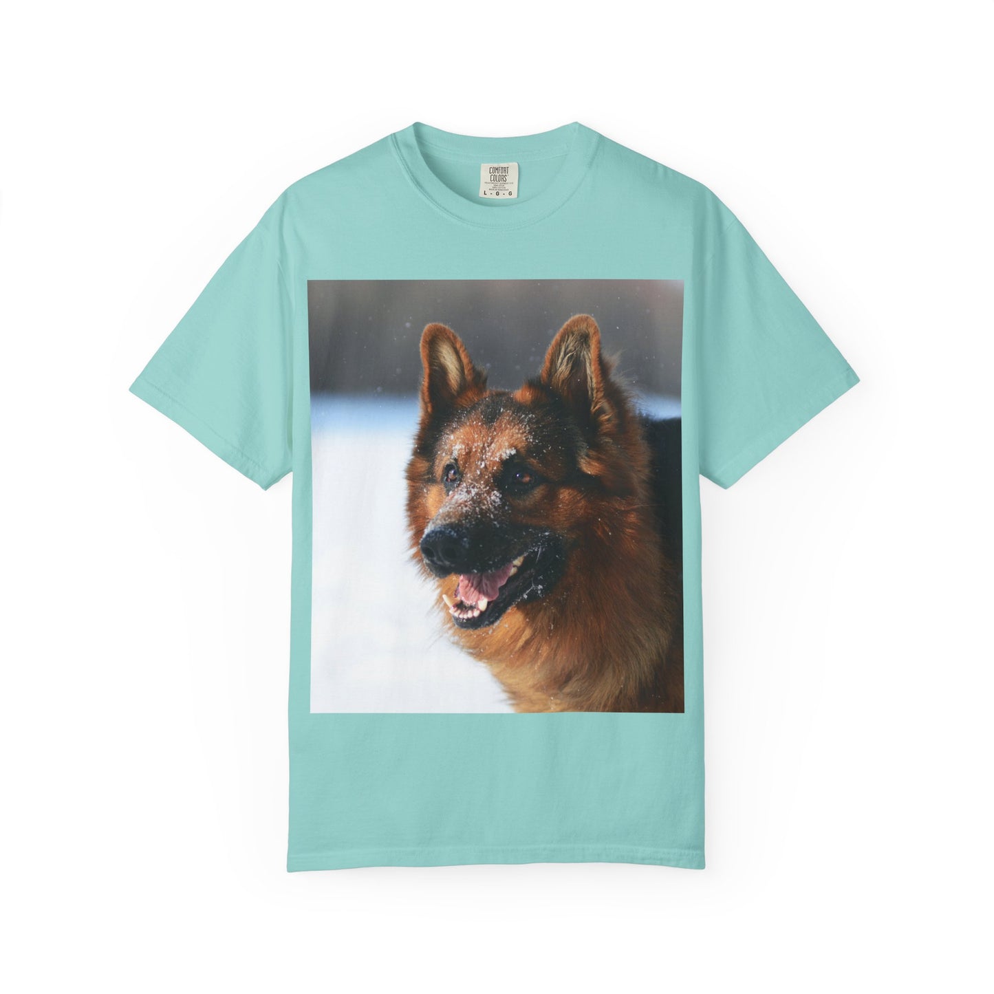 Unisex Dog Photograph T-Shirt - Giant German Shepherd In the Snow