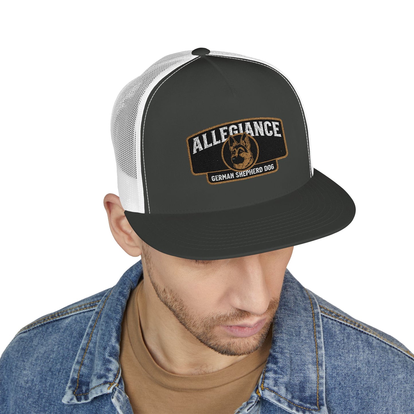 German Shepherd Embroidered 5 Panel Trucker Cap | Allegiance | Perfect Gift for Dog Lovers