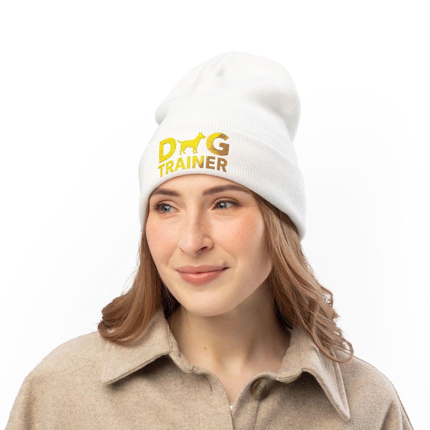 Dog Trainer Embroidered Knit Beanie, Cozy Winter Accessory, Pet Lover Gift, Dog Owner Beanie