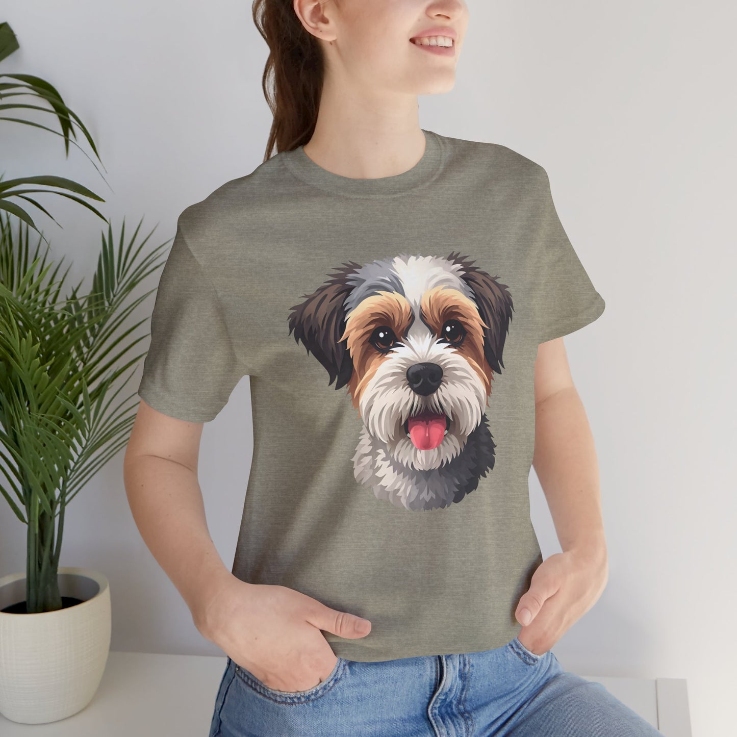 Unisex Dog Lover T-Shirt Featuring a 3D Design of Cute Fluffy Bichon Frise Mix | Gift for Dog Owners
