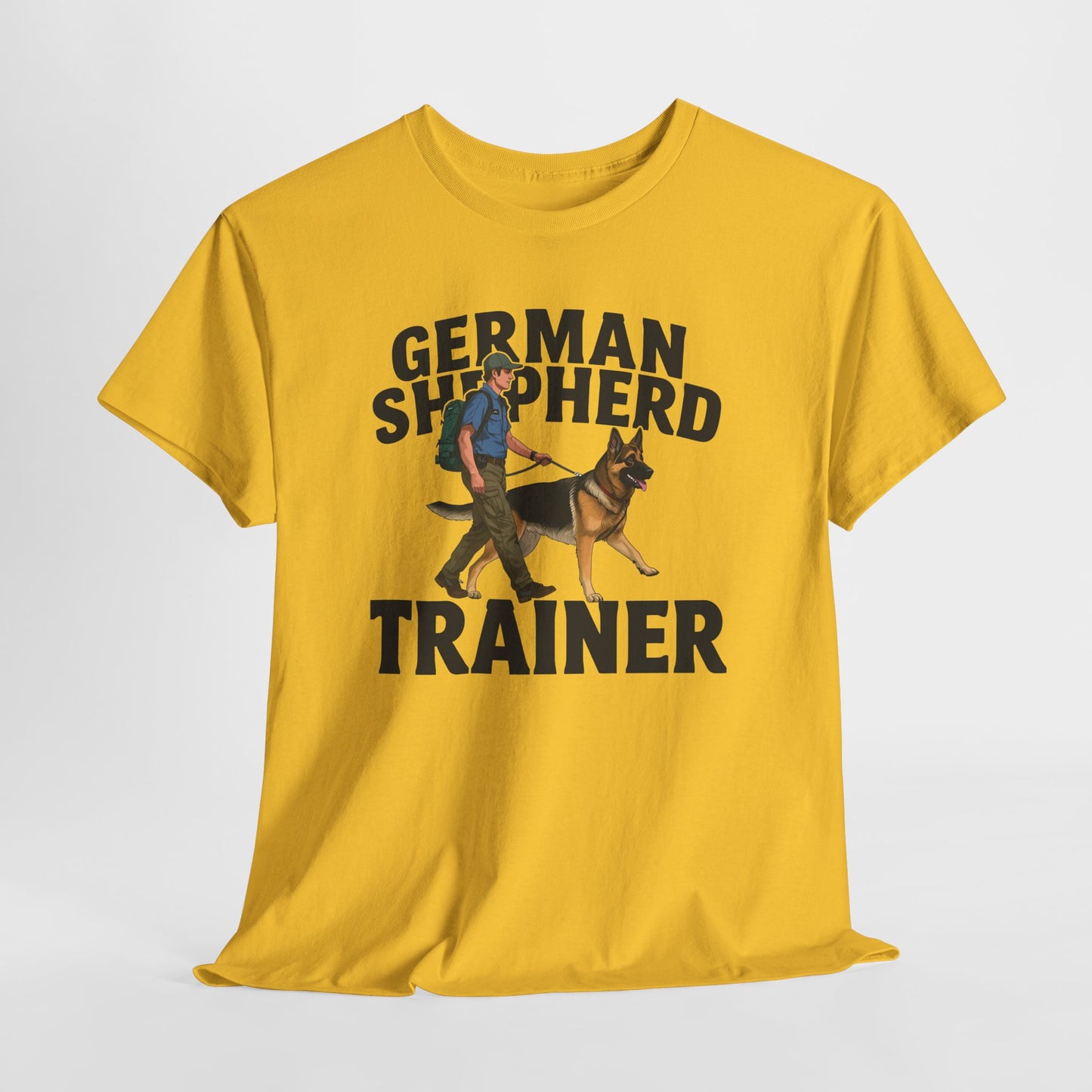 German Shepherd Trainer Tee - Man Holding a German Shepherd | Dog Lover Gift