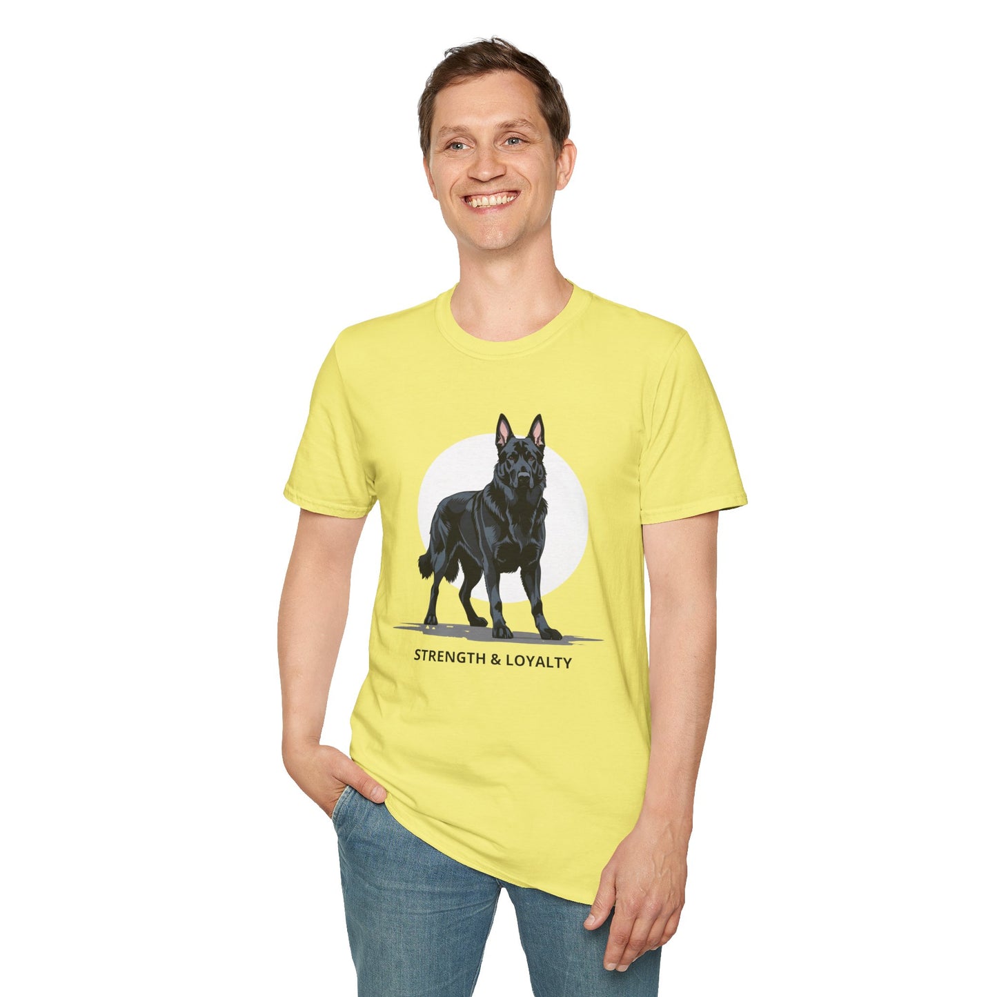 Strength & Loyalty German Shepherd Dog T-Shirt, Unisex Pet Lover Tee, Gifts for Dog Owners, Animal Lovers Apparel, Casual Everyday Wear, Black Dog Shirt