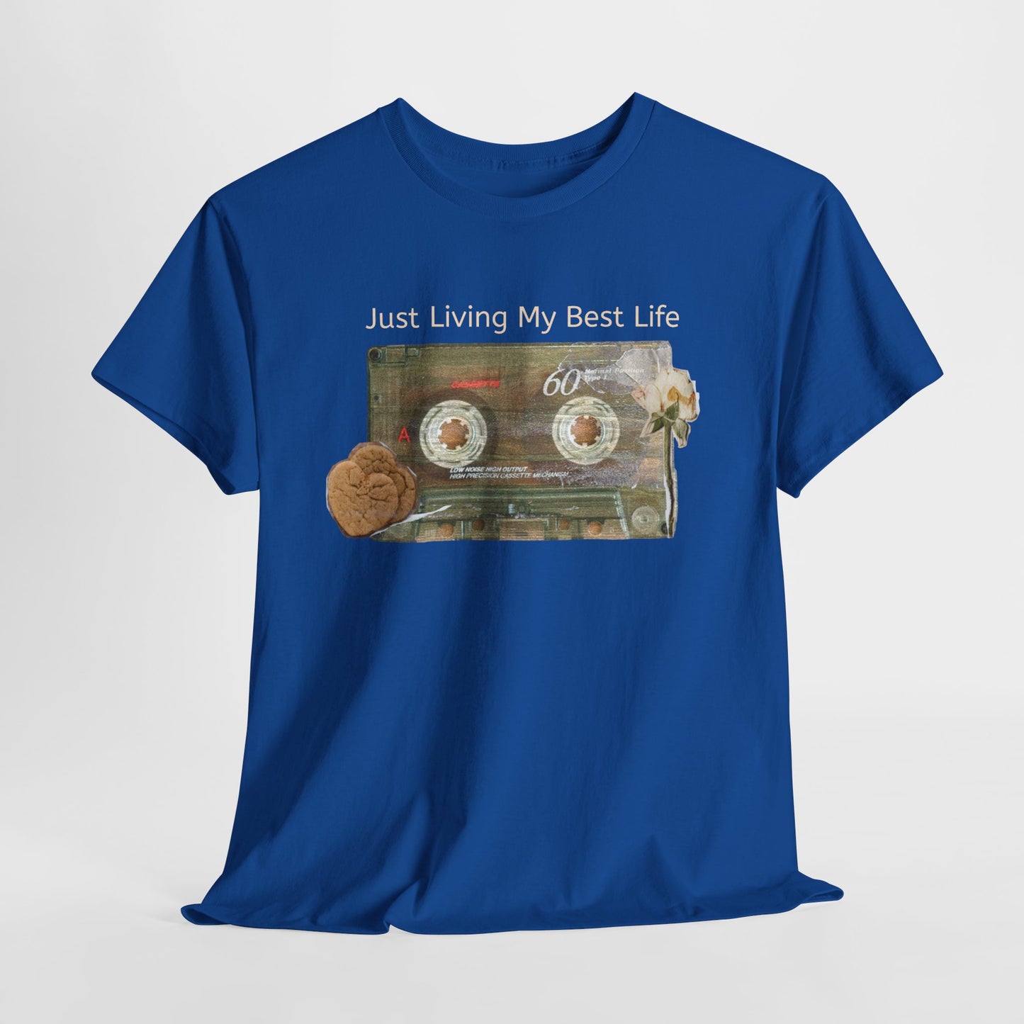 Just Living My Best Life Tee, Vintage Cassette T-Shirt, Casual Wear, Gift for Friends, Music Lover's Apparel