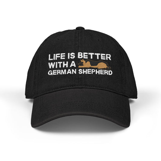 Embroidered Denim Hat - 'Life Is Better With A German Shepherd'