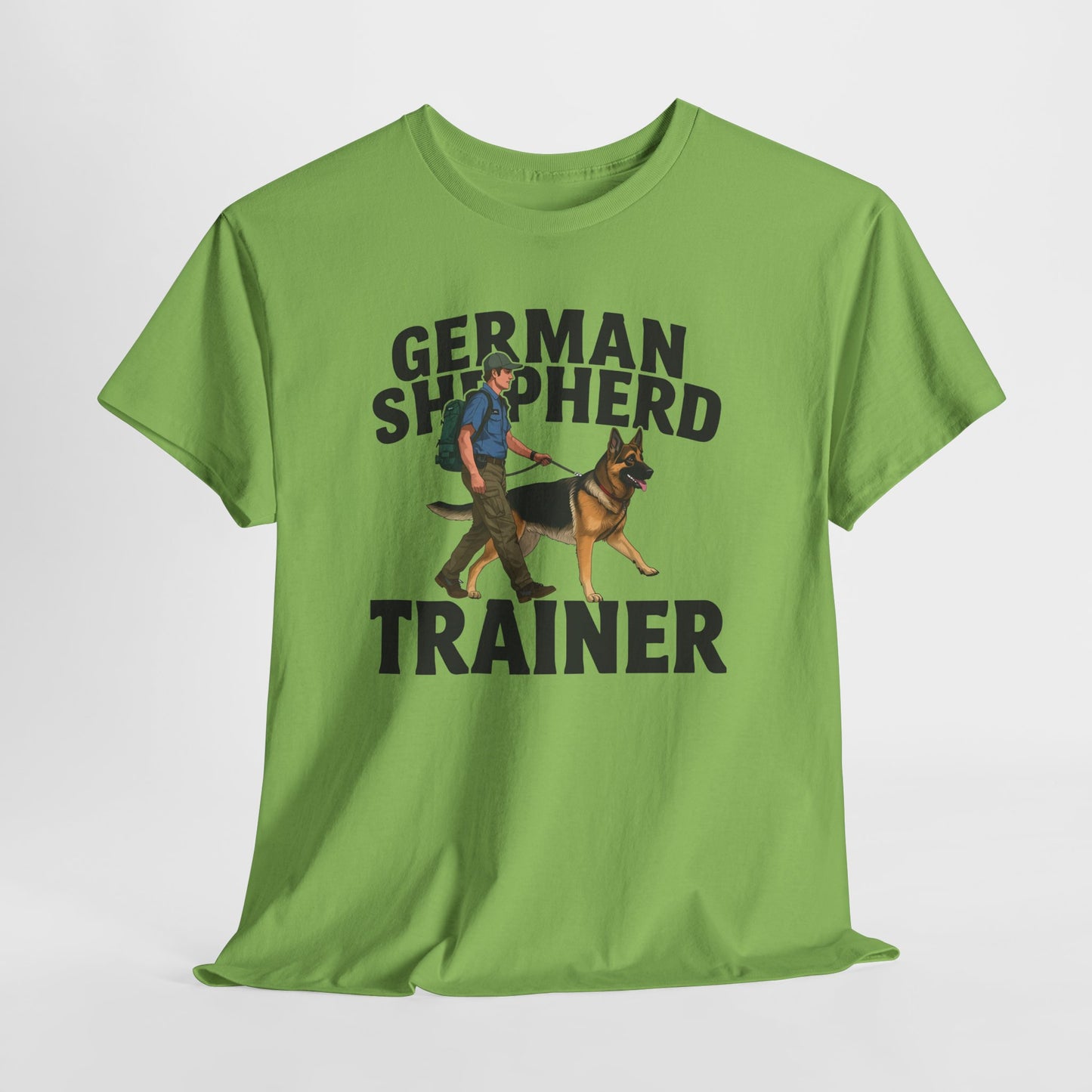 German Shepherd Trainer Tee - Man Holding a German Shepherd | Dog Lover Gift