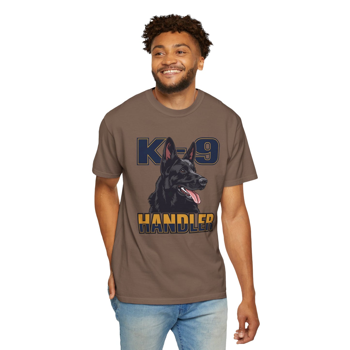 Black German Shepherd K-9 Handler T-Shirt, Garment-Dyed Unisex Tee for Dog Lovers