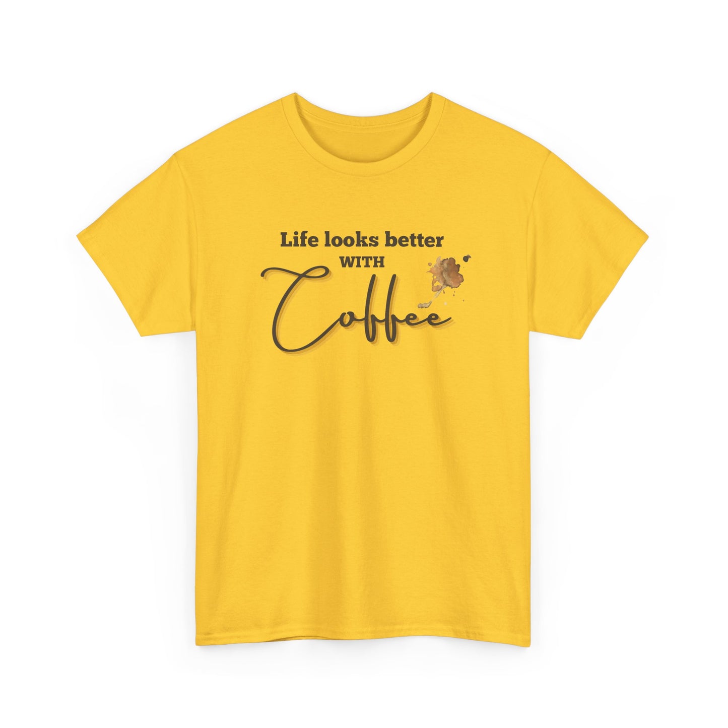 Life Looks Better with Coffee Tee | Unisex Cotton Tee for Coffee Lovers, Gift for Birthdays, Anniversaries, Casual Wear, Coffee-themed