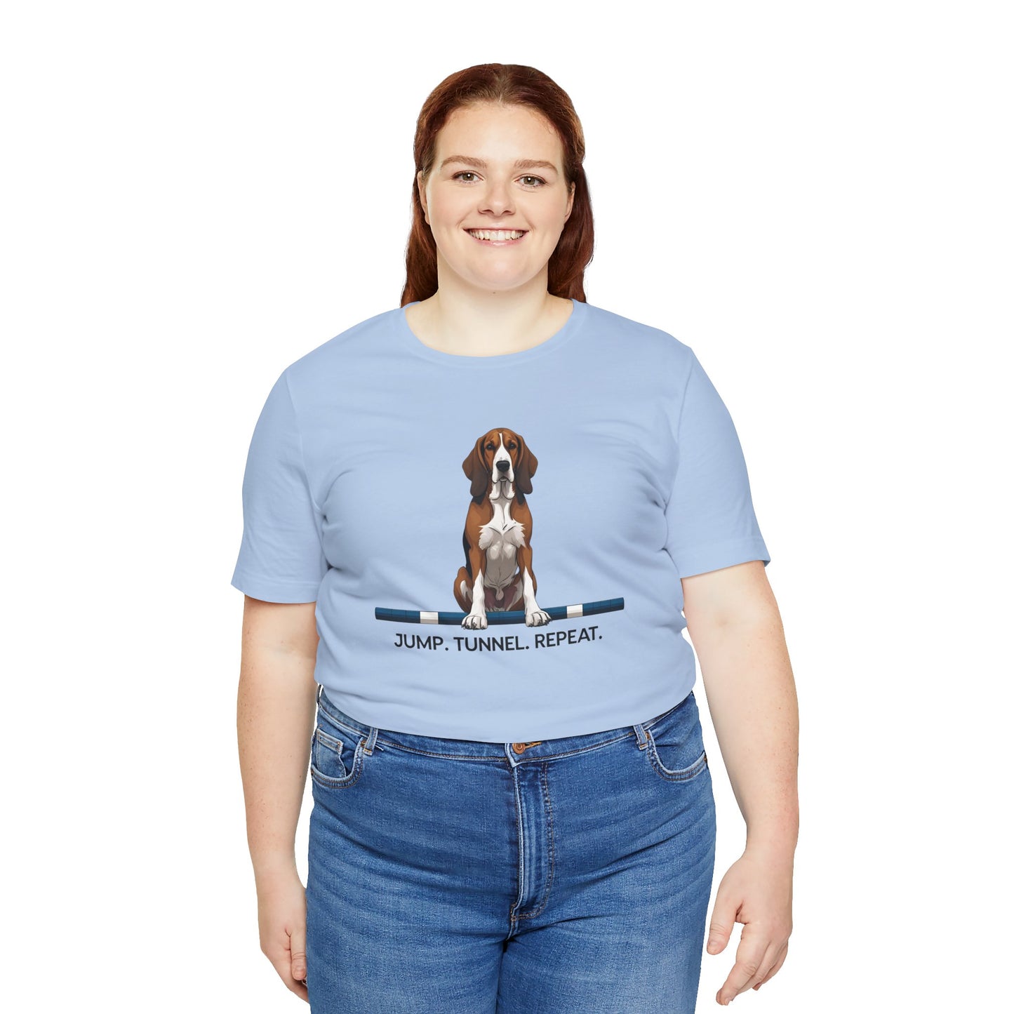 Dog Agility Tee, Fun Pet Lover Shirt, Jump Tunnel Repeat T-Shirt, Dog Enthusiast Apparel, Gift for Dog Owners