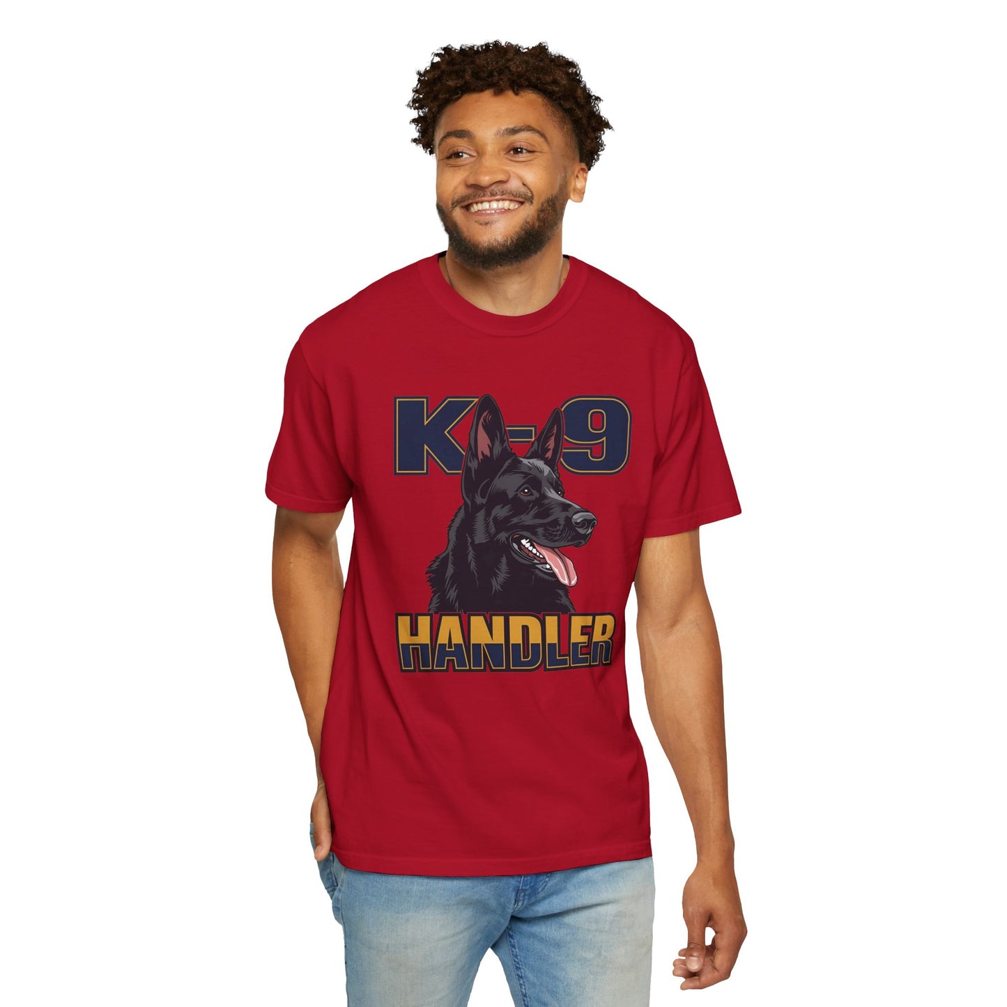 Black German Shepherd K-9 Handler T-Shirt, Garment-Dyed Unisex Tee for Dog Lovers
