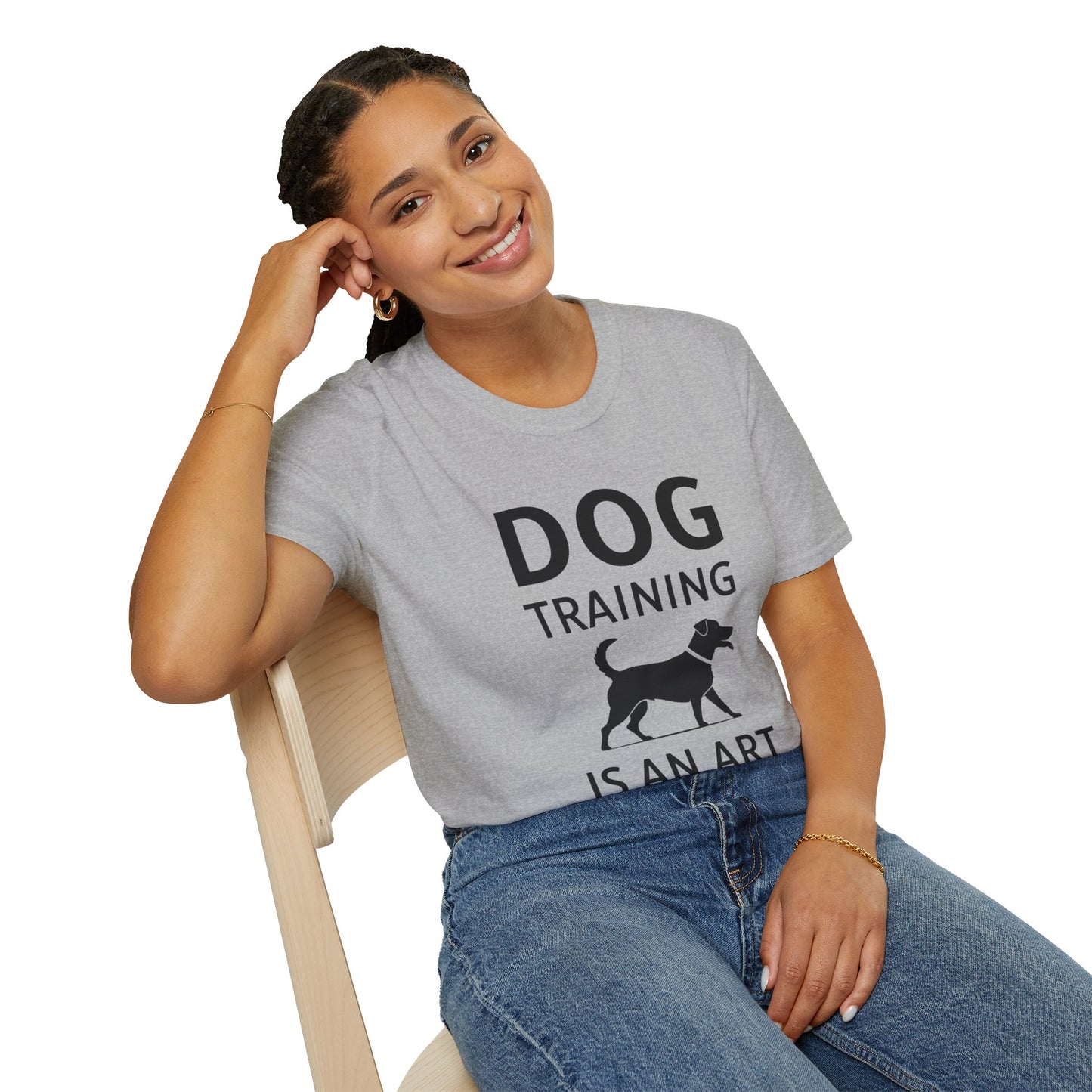 Dog Training is an Art Unisex Softstyle T-Shirt, Dog Lover Gift, Pet Training Apparel, Dog Owner Tee, Casual Wear, Gift for Dog Trainers