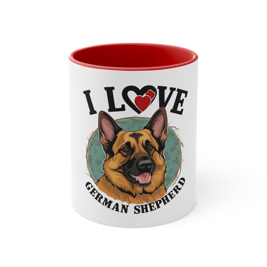 I Love German Shepherd Accent Mug | Perfect Gift for Dog Lovers, Pet Lover Mug, Unique Dog Owner Gift, Cute Cup