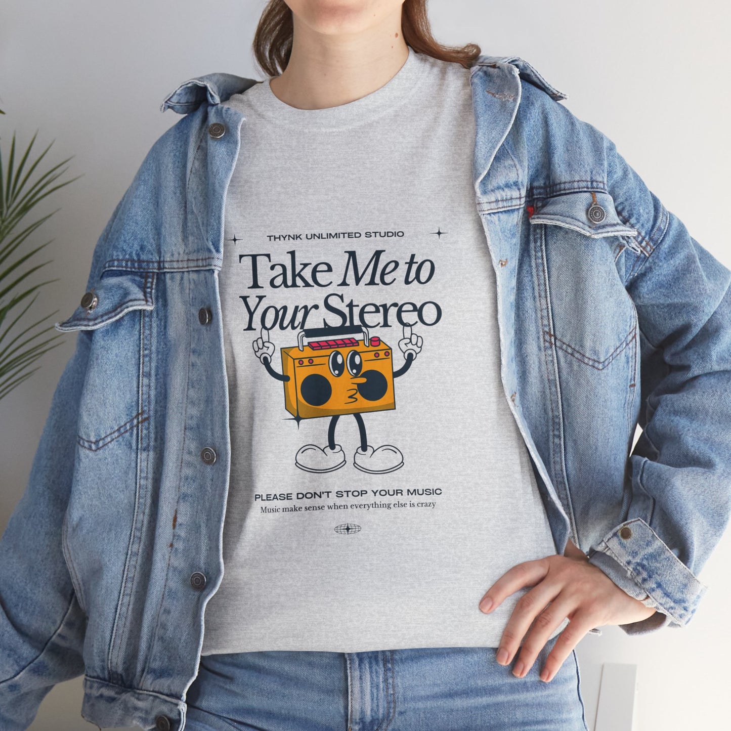 Retro Music Lover Tee - Take Me To Your Stereo, Vintage Style Shirt, Graphic T-Shirt, Unisex Cotton Top, Perfect Gift for Musicians, Summer Outfit