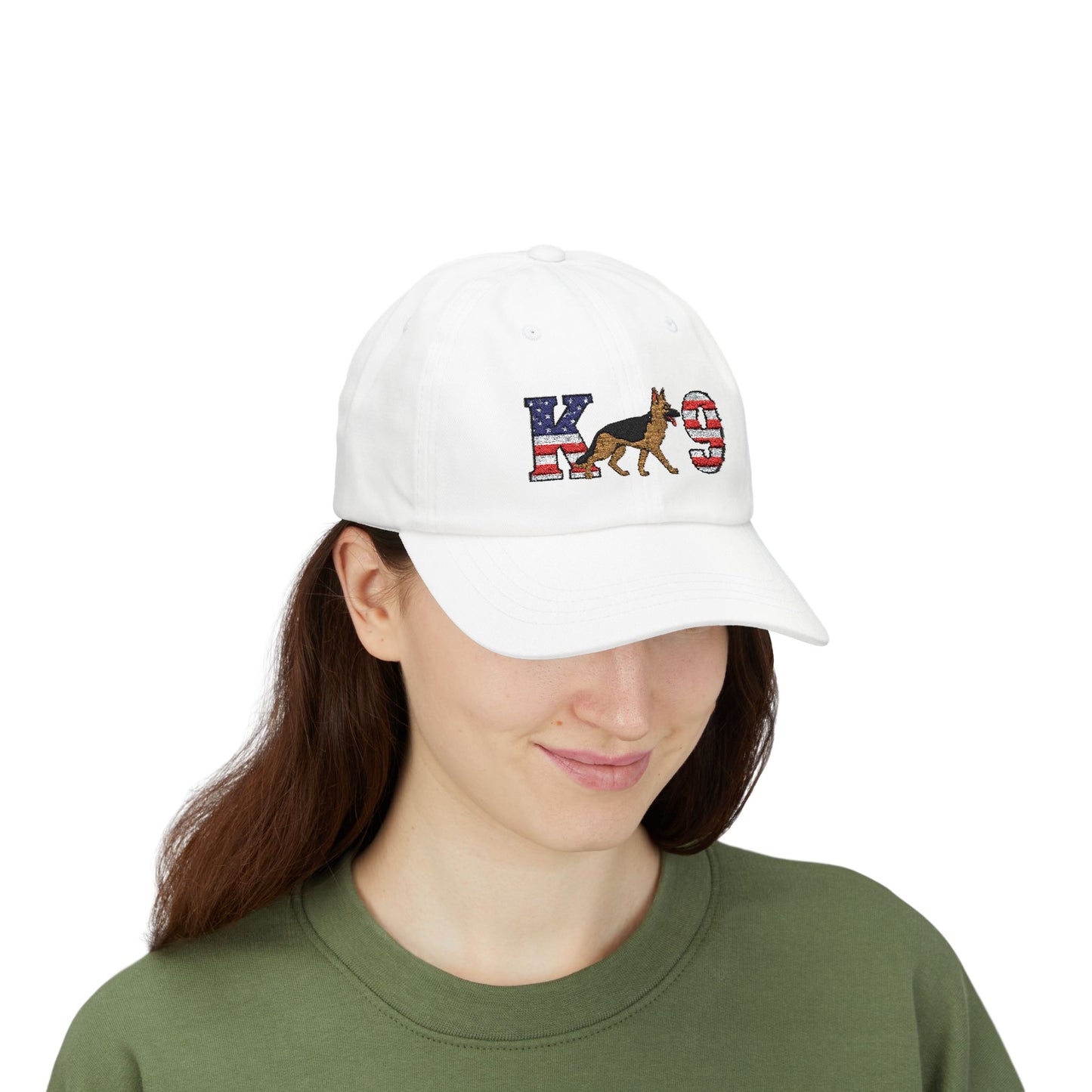 Patriotic K9 German Shepherd Dad Cap - USA Flag Design on K and 9 | Adjustable Baseball Hat | Gift for Dog Lovers