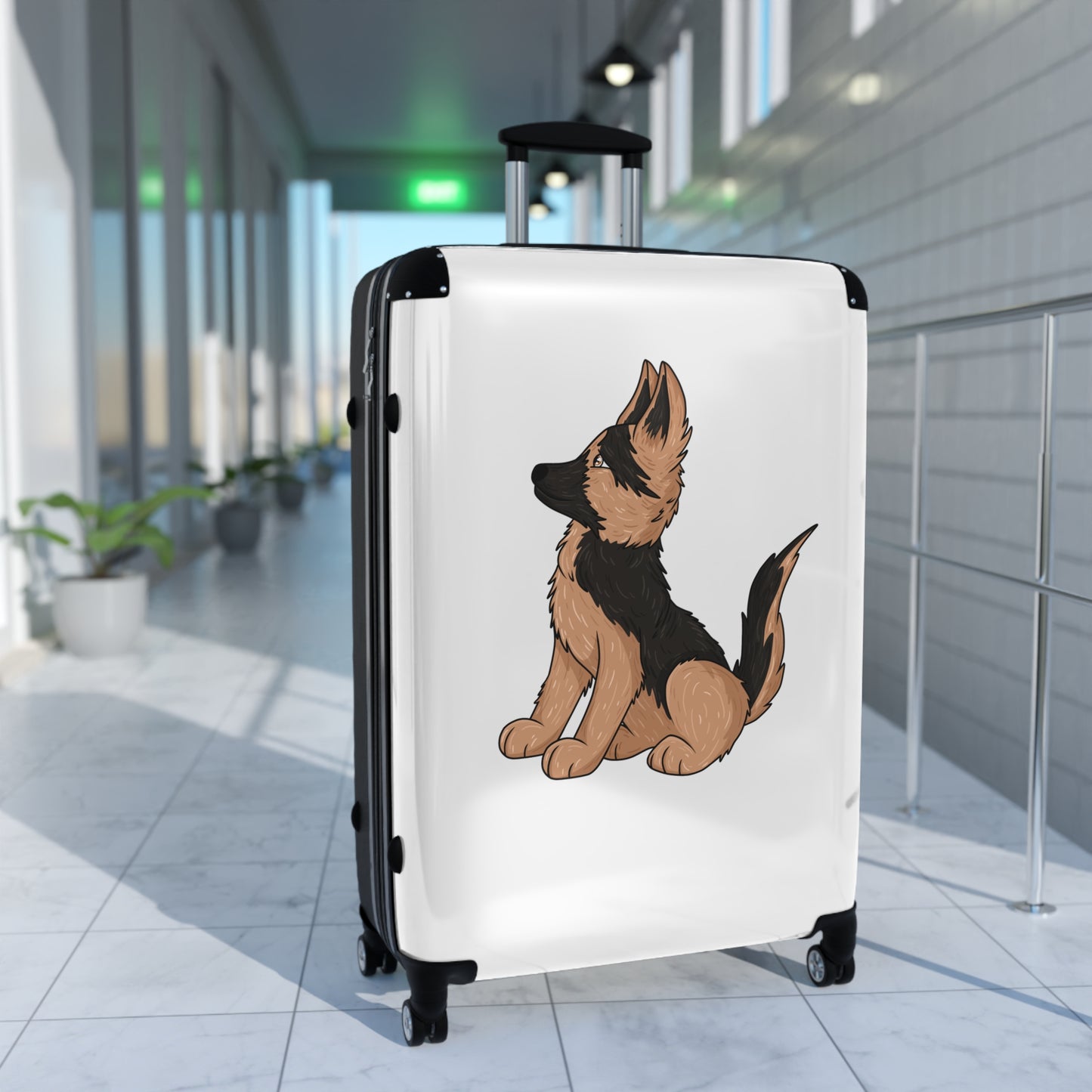 Personalized Dog Lover Suitcase - Featuring Cute German Shepherd Puppy Looking Upward