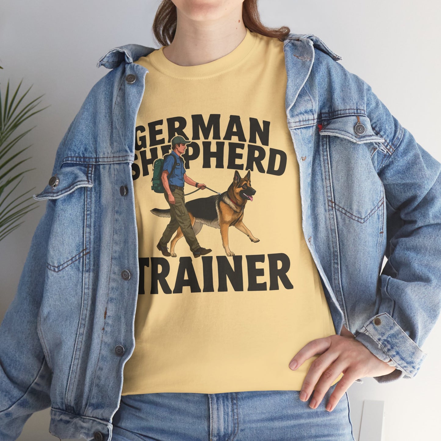 German Shepherd Trainer Tee - Man Holding a German Shepherd | Dog Lover Gift