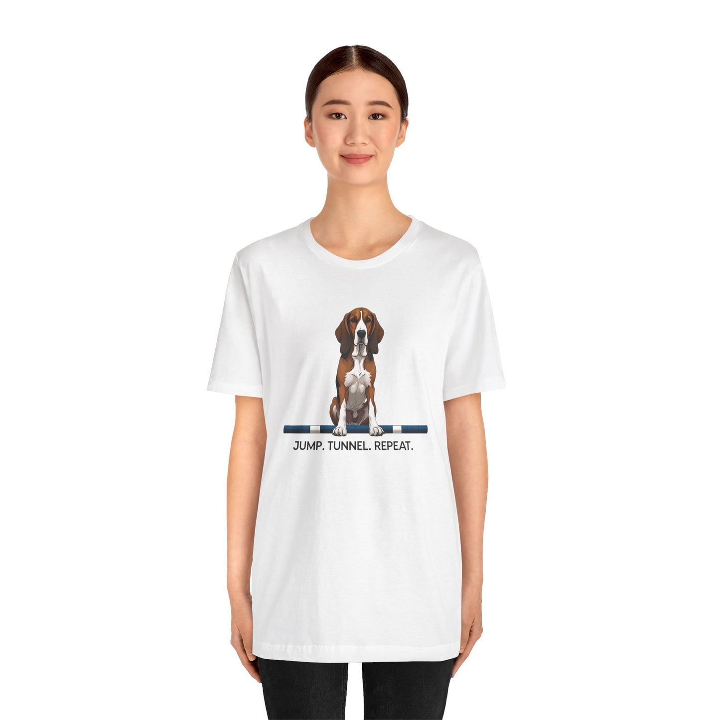 Dog Agility Tee, Fun Pet Lover Shirt, Jump Tunnel Repeat T-Shirt, Dog Enthusiast Apparel, Gift for Dog Owners